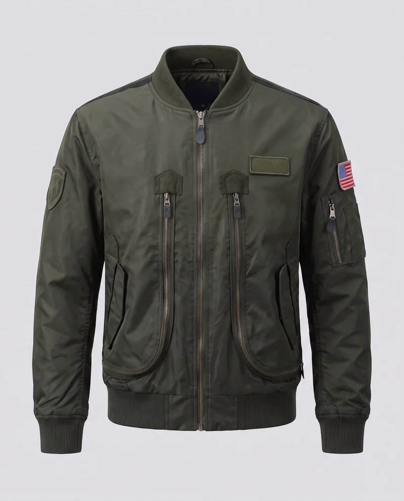 Herrenmode Bomberjacke mit vielseitigen Taschen Drune