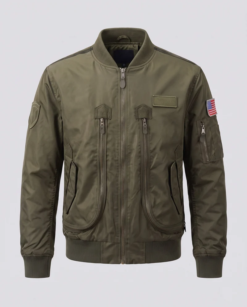 Herrenmode Bomberjacke mit vielseitigen Taschen Drune