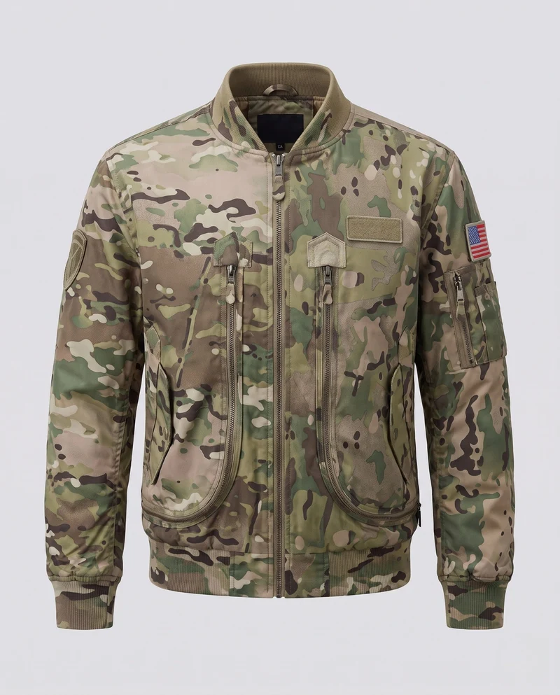 Herrenmode Bomberjacke mit vielseitigen Taschen Drune