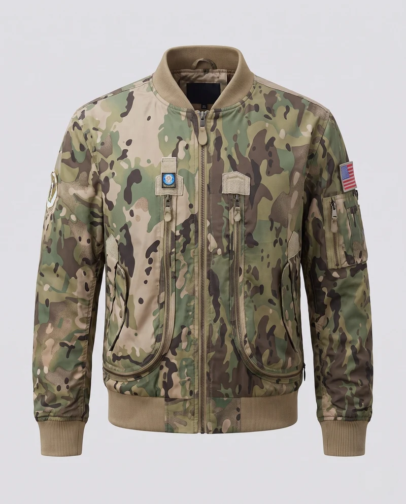 Herrenmode Bomberjacke mit vielseitigen Taschen Drune