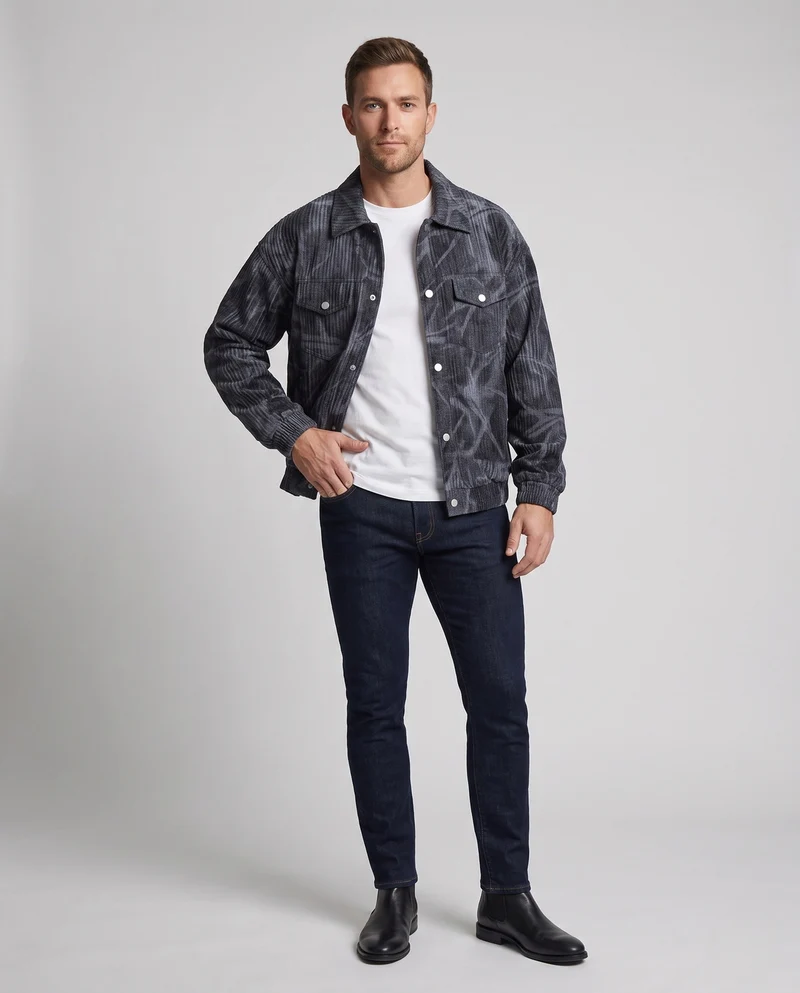 Herrenmode Cord-Jacke mit Grafischem Design Drune
