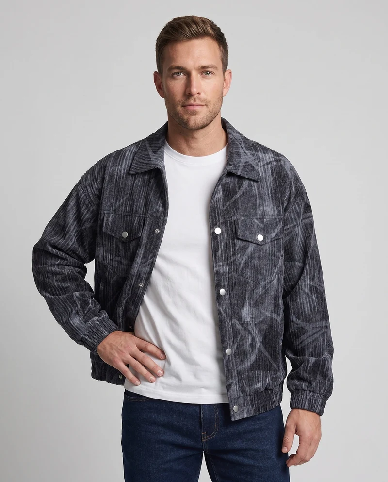 Herrenmode Cord-Jacke mit Grafischem Design Drune