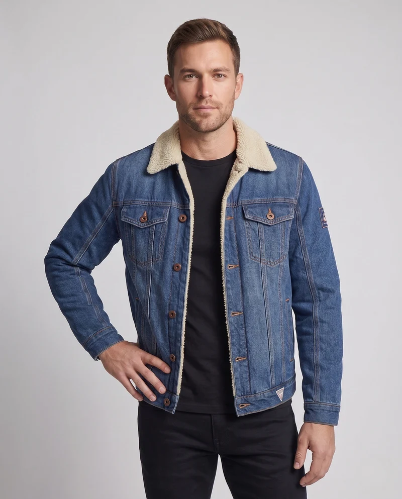 Herrenmode Jeansjacke mit Teddyfutter Drune