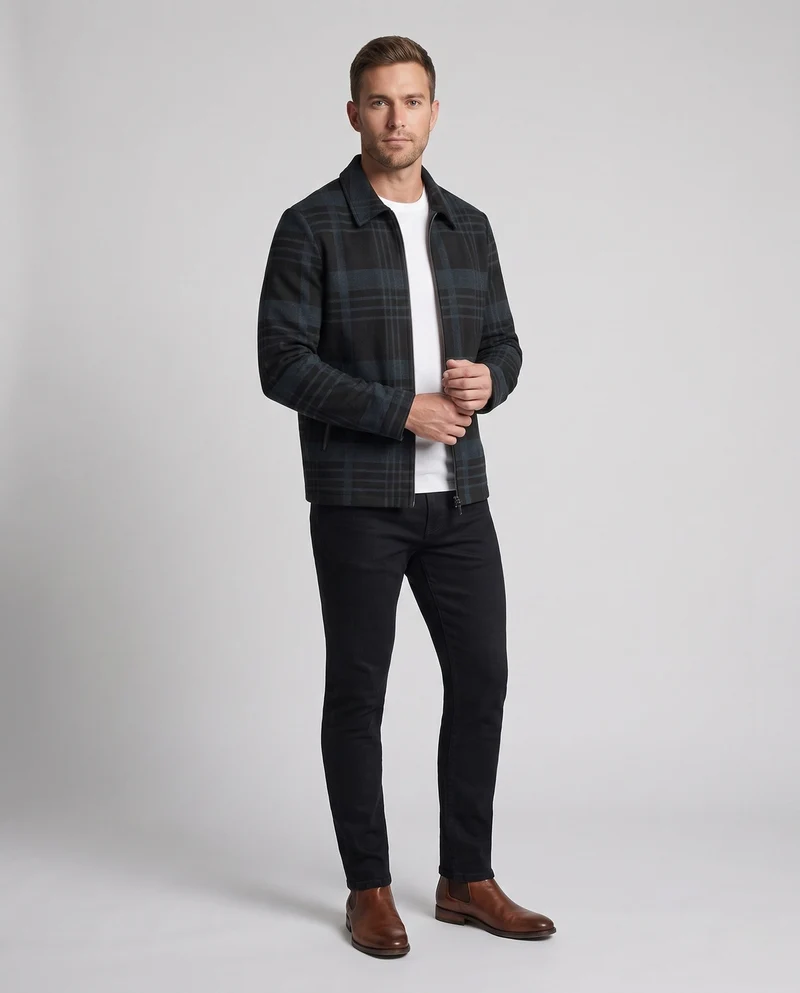 Herrenmode Karomuster Jacke Drune
