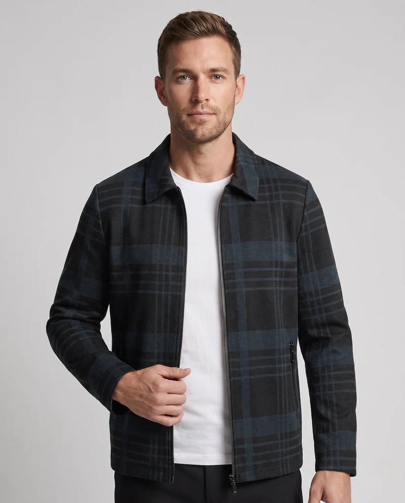 Herrenmode Karomuster Jacke Drune