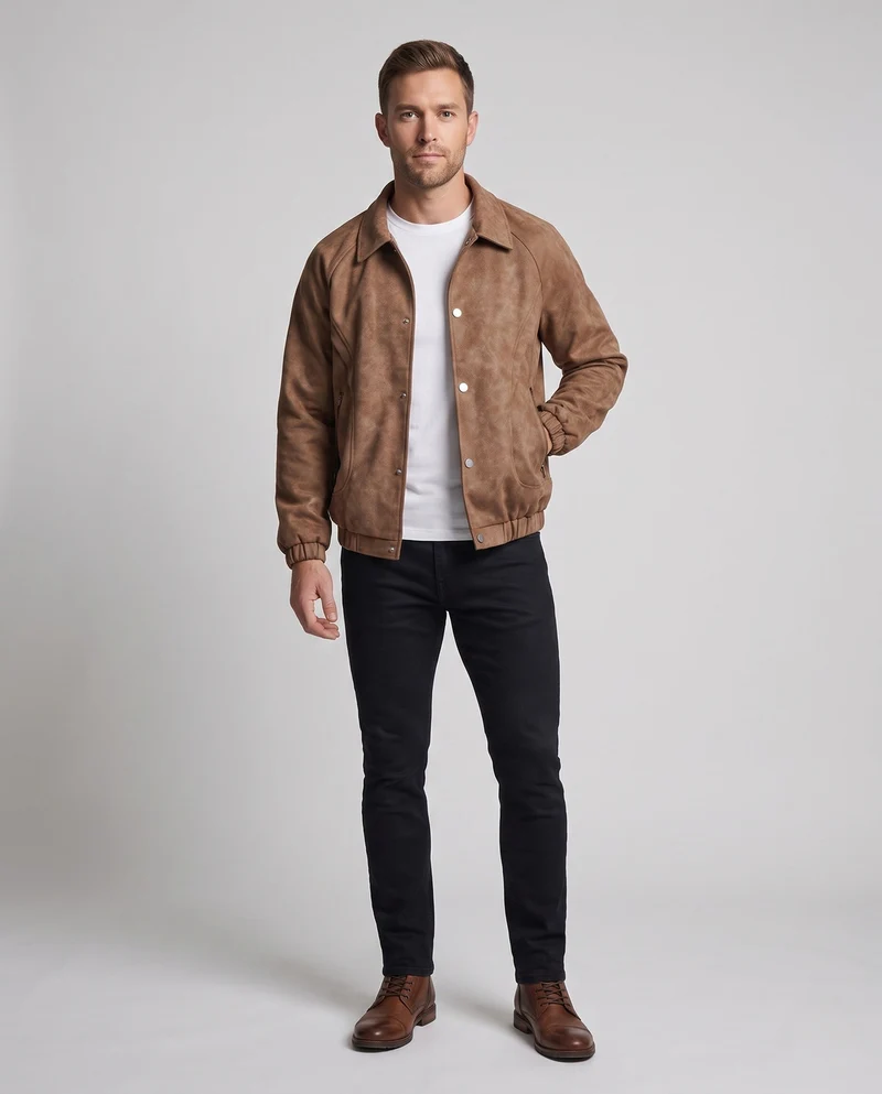 Herrenmode Kunstlederjacke im urbanen Stil Drune