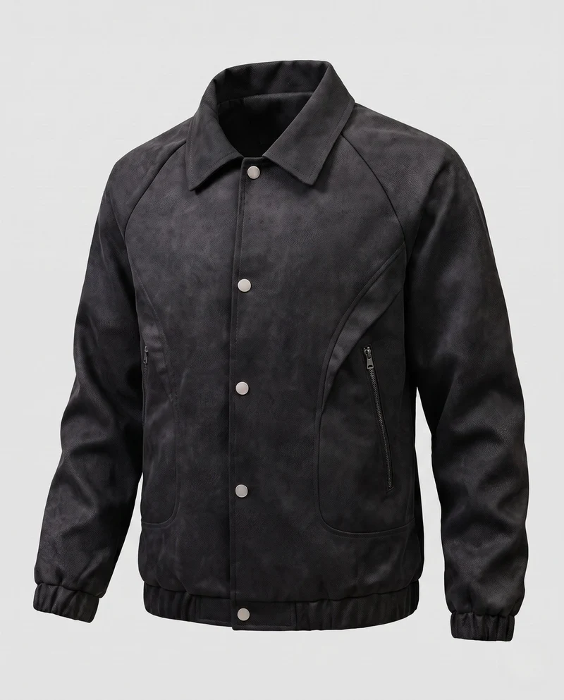 Herrenmode Kunstlederjacke im urbanen Stil Drune