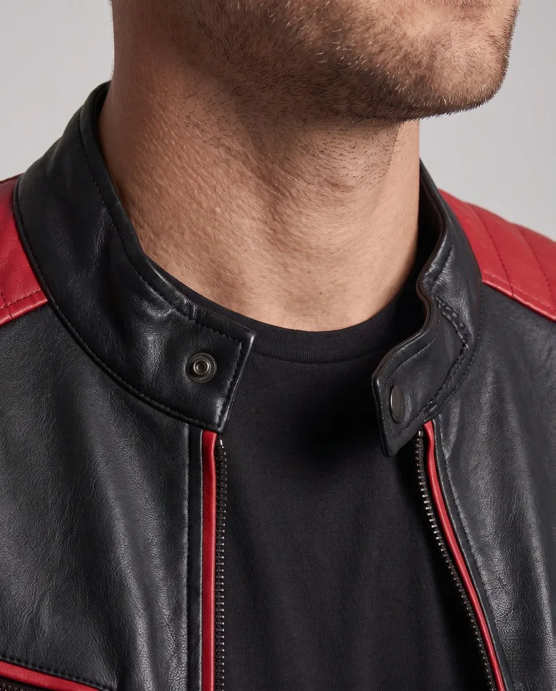 Herrenmode Kunstlederjacke mit Reißverschluss und Kontrastdetails Drune