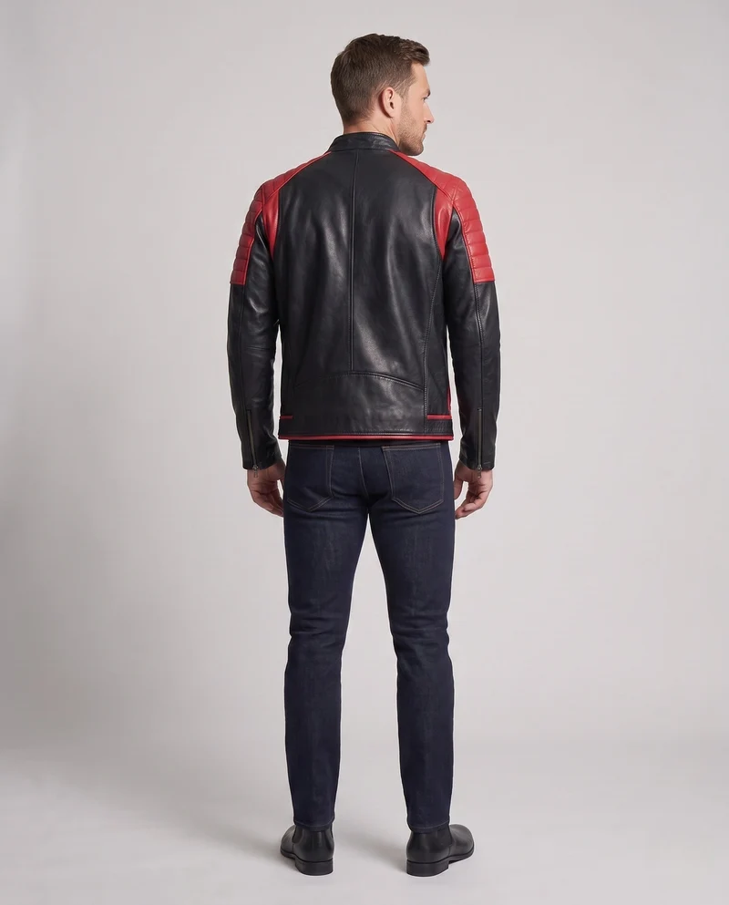 Herrenmode Kunstlederjacke mit Reißverschluss und Kontrastdetails Drune