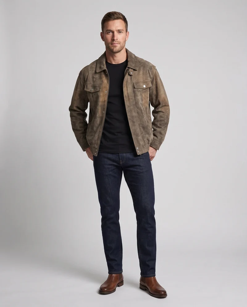 Herrenmode Wildlederjacke Drune