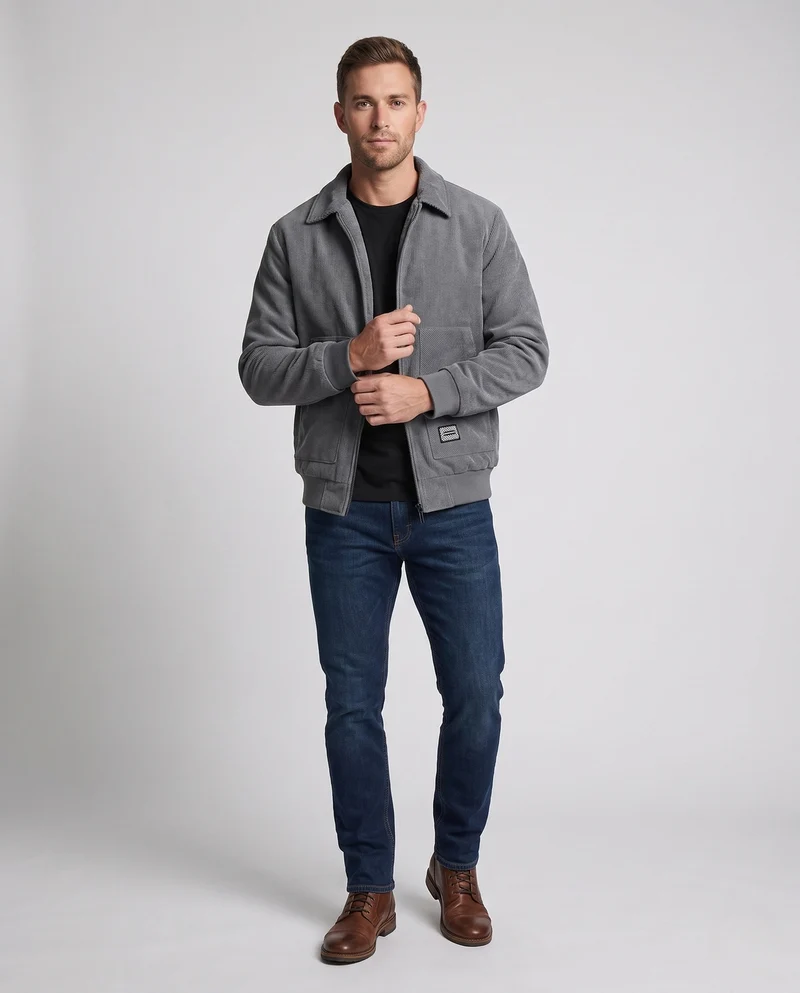 Herrenmode Übergangsjacke aus Ripstop-Material mit gemütlichem Futter Drune