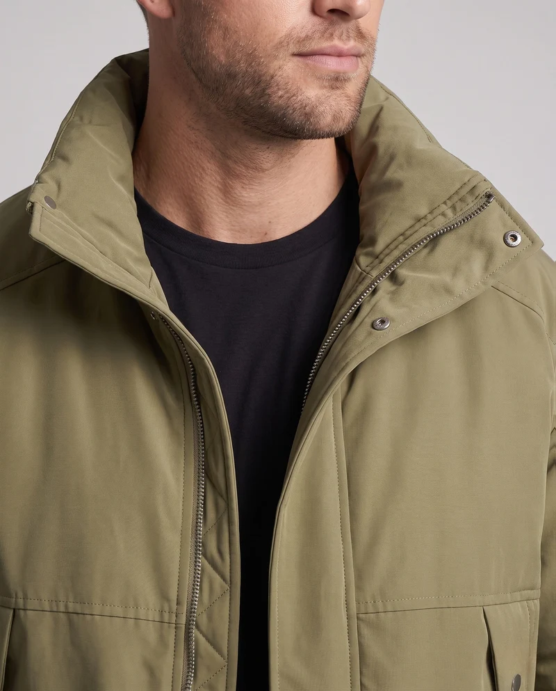 Männermode Übergangsjacke mit hohem Kragen und Fleece-Futter Drune