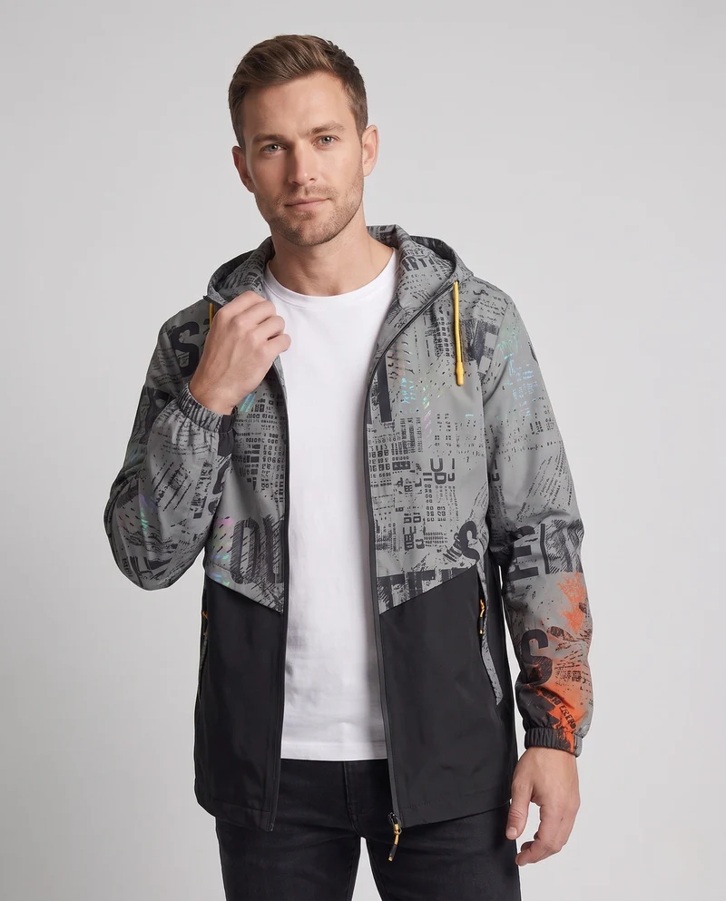 Männers modische Übergangsjacke mit Kapuze und praktischen Taschen Drune