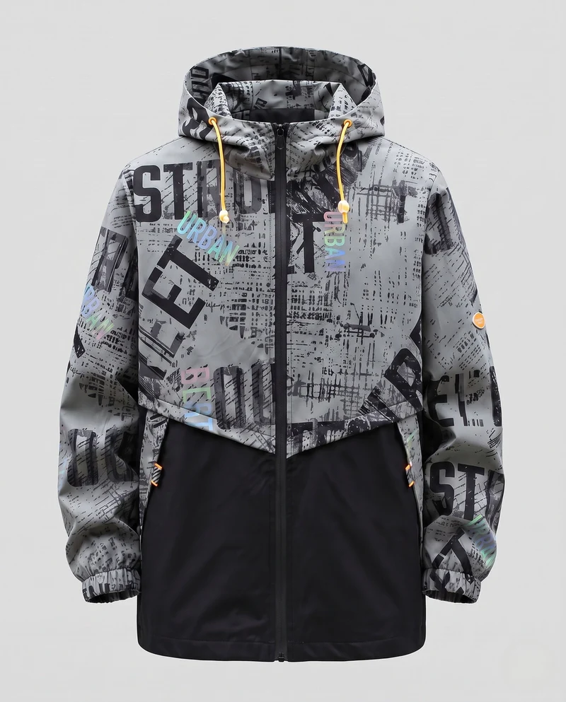 Männers modische Übergangsjacke mit Kapuze und praktischen Taschen Drune