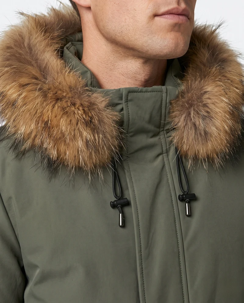 Herrenmode Winterjacke mit Kunstfellkragen Drune