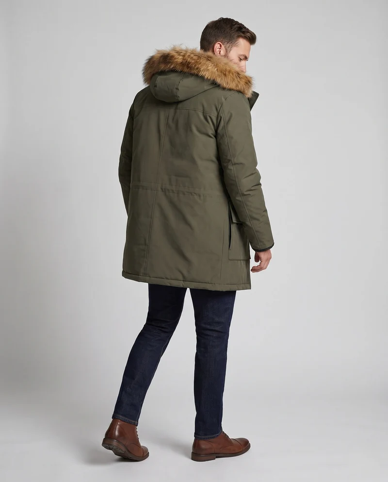 Herrenmode Winterjacke mit Kunstfellkragen Drune
