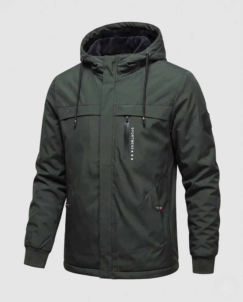 Herren multifunktionale Outdoor-Jacke mit Kapuze und Fleece-Futter Drune