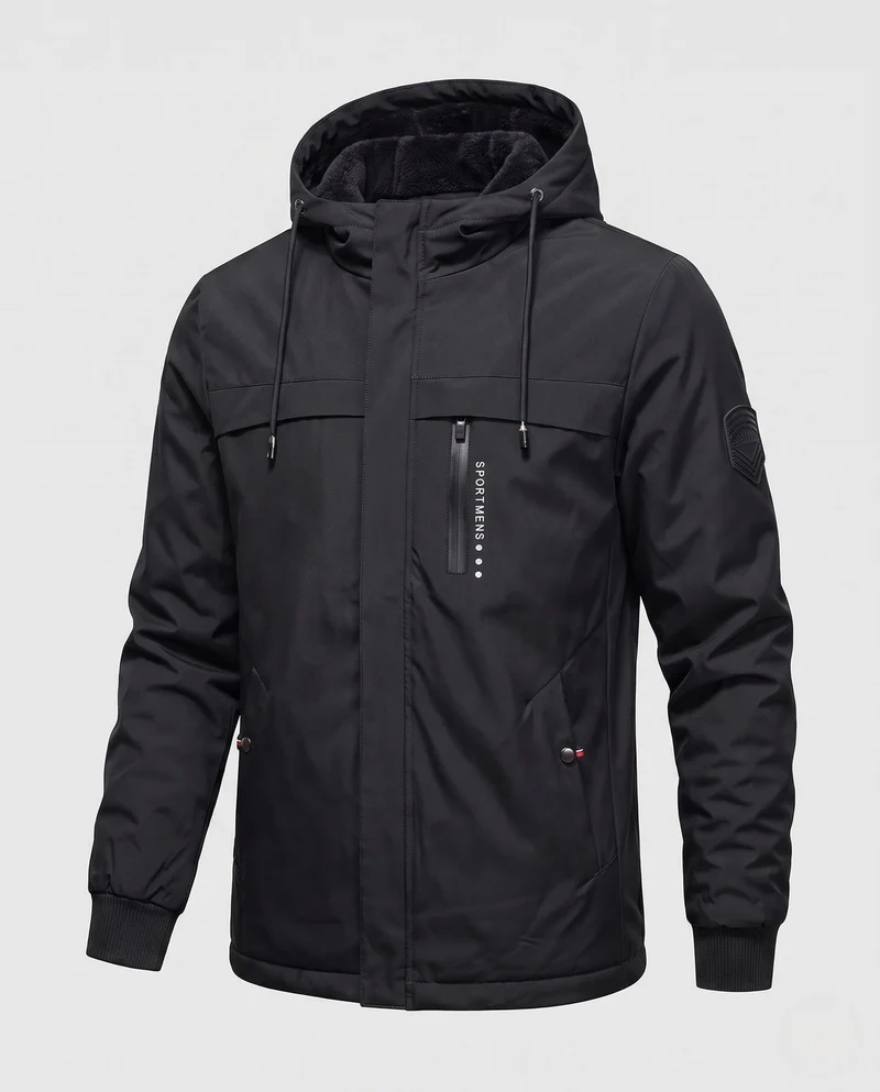 Herren multifunktionale Outdoor-Jacke mit Kapuze und Fleece-Futter Drune