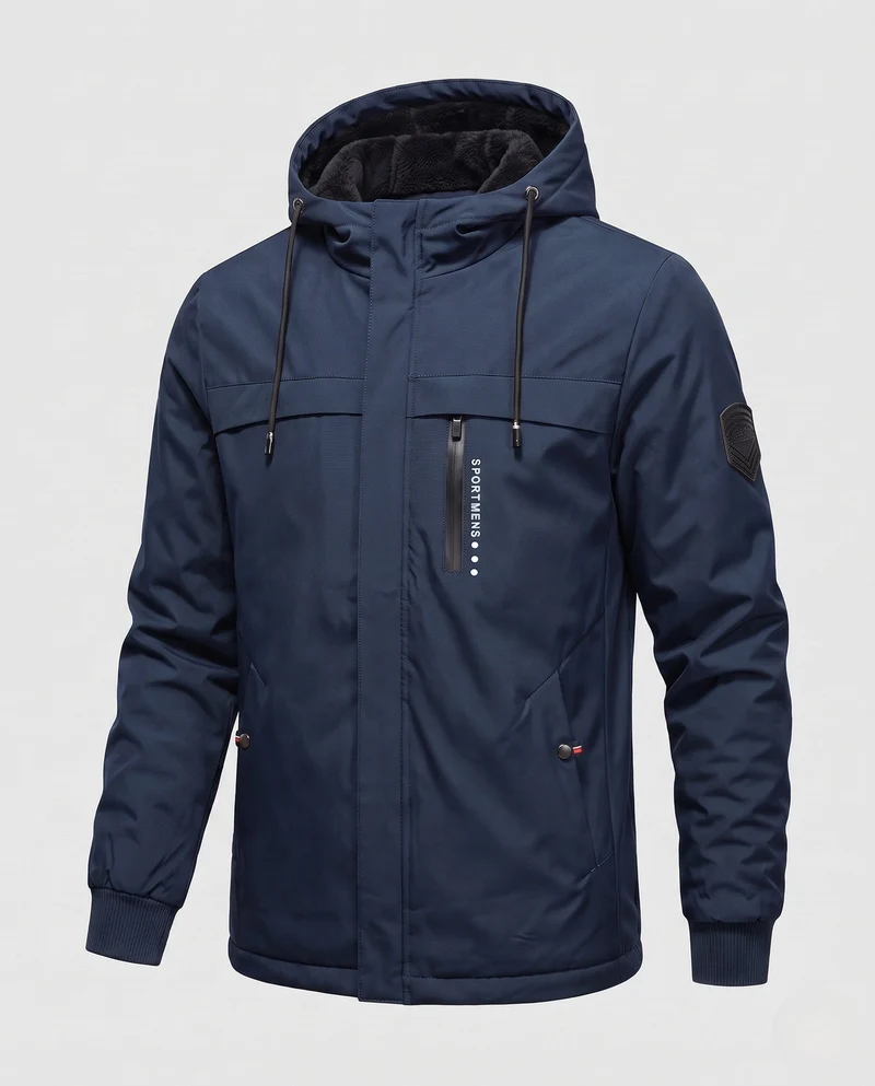 Herren multifunktionale Outdoor-Jacke mit Kapuze und Fleece-Futter Drune