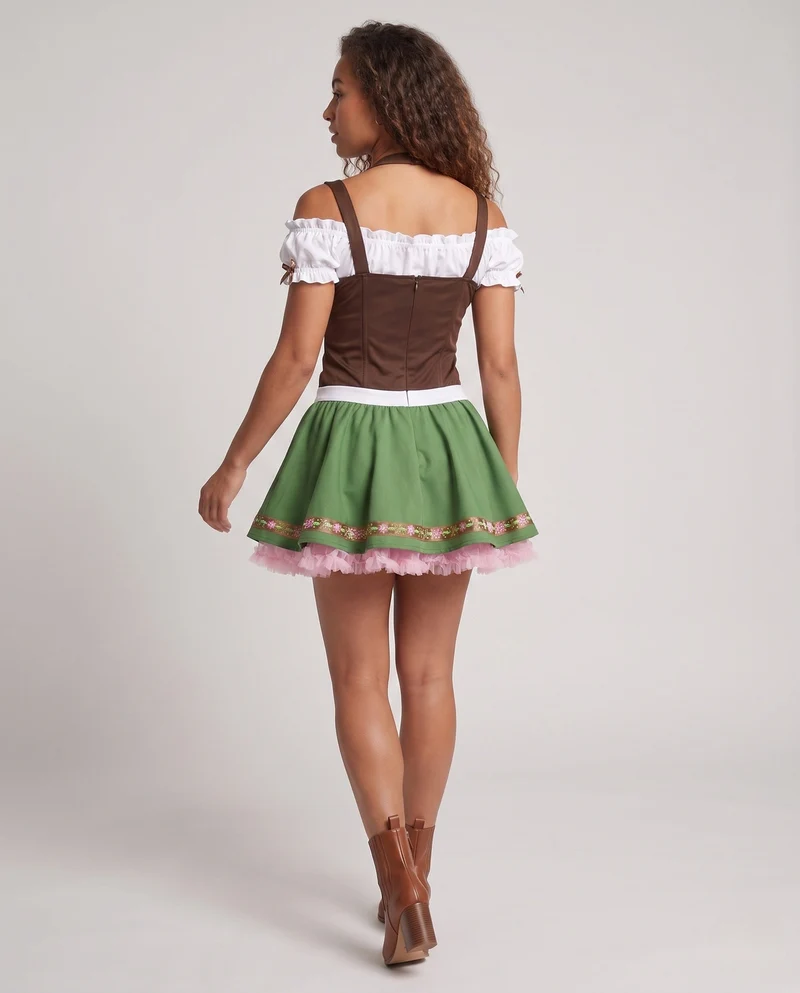Damen verspieltes Trachtenkleid mit Rüschen und Bändern Drune