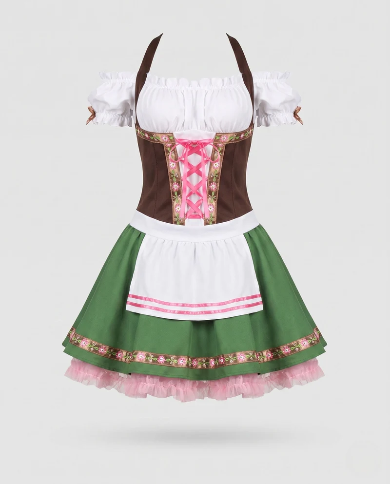 Damen verspieltes Trachtenkleid mit Rüschen und Bändern Drune