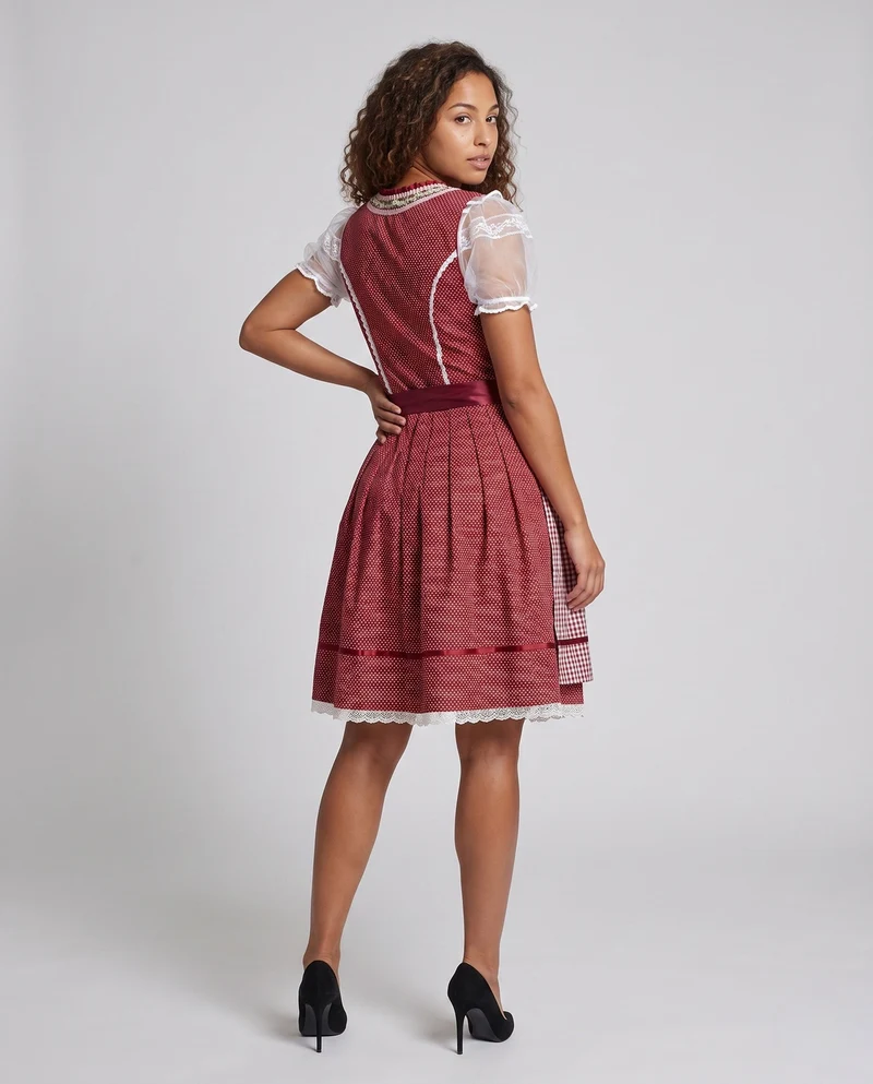 Damen Trachtenkleid mit Rüschendetails und dekorativer Schürze Drune