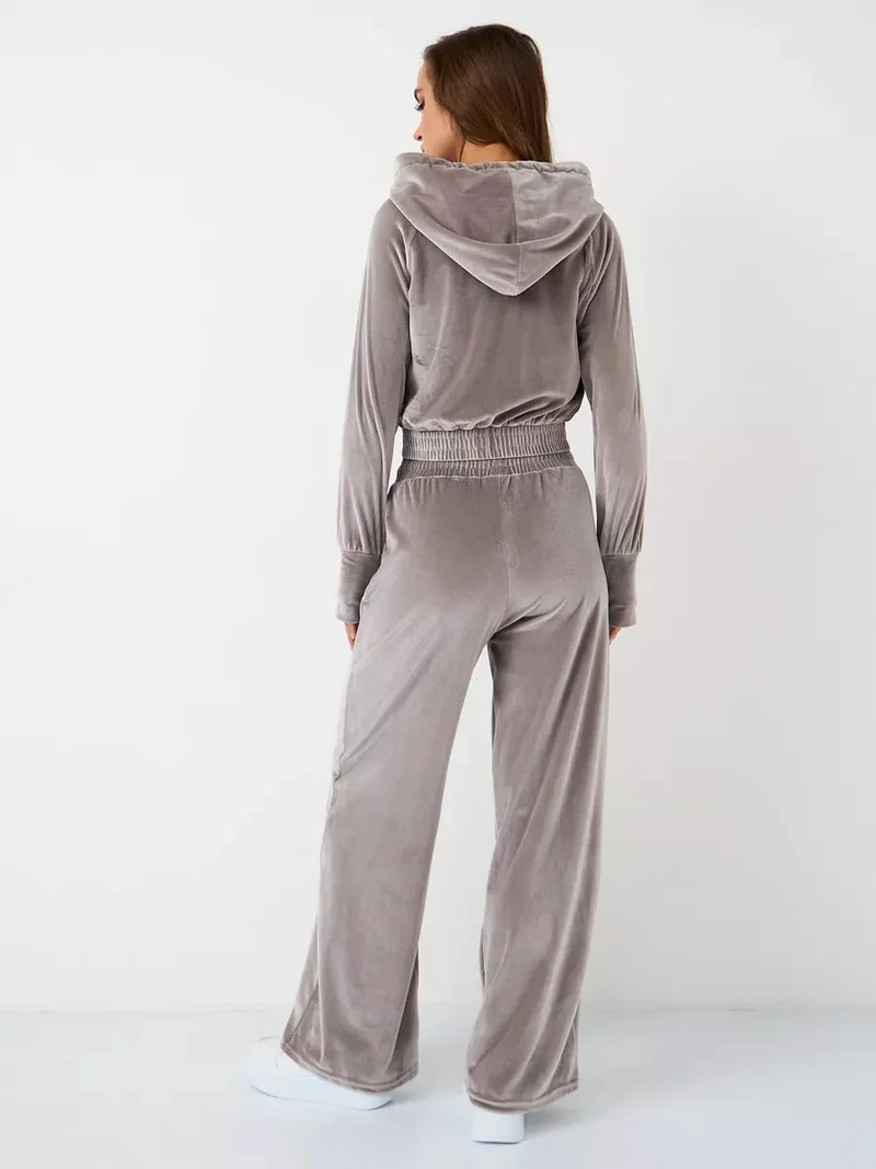 Drune | Minimalismus Fleece Kapuzenpullover und Jogginghose Zweiteiler Satz