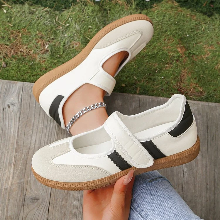 Damen Mary-Jane-Sneaker mit Klettverschluss, leichter Profilsohle und Komfortfußbett Drune