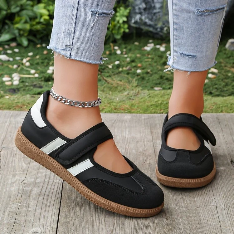 Damen Mary-Jane-Sneaker mit Klettverschluss, leichter Profilsohle und Komfortfußbett Drune