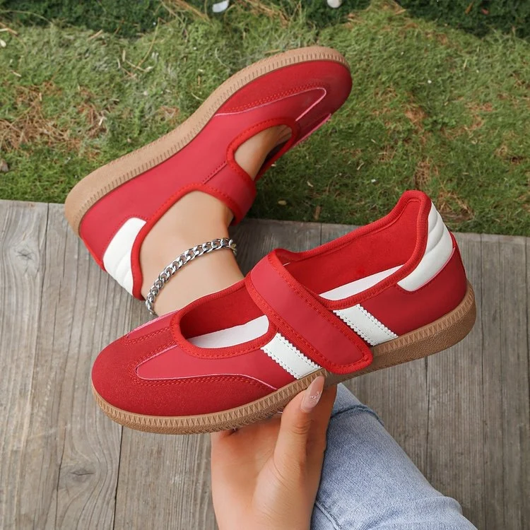 Damen Mary-Jane-Sneaker mit Klettverschluss, leichter Profilsohle und Komfortfußbett Drune