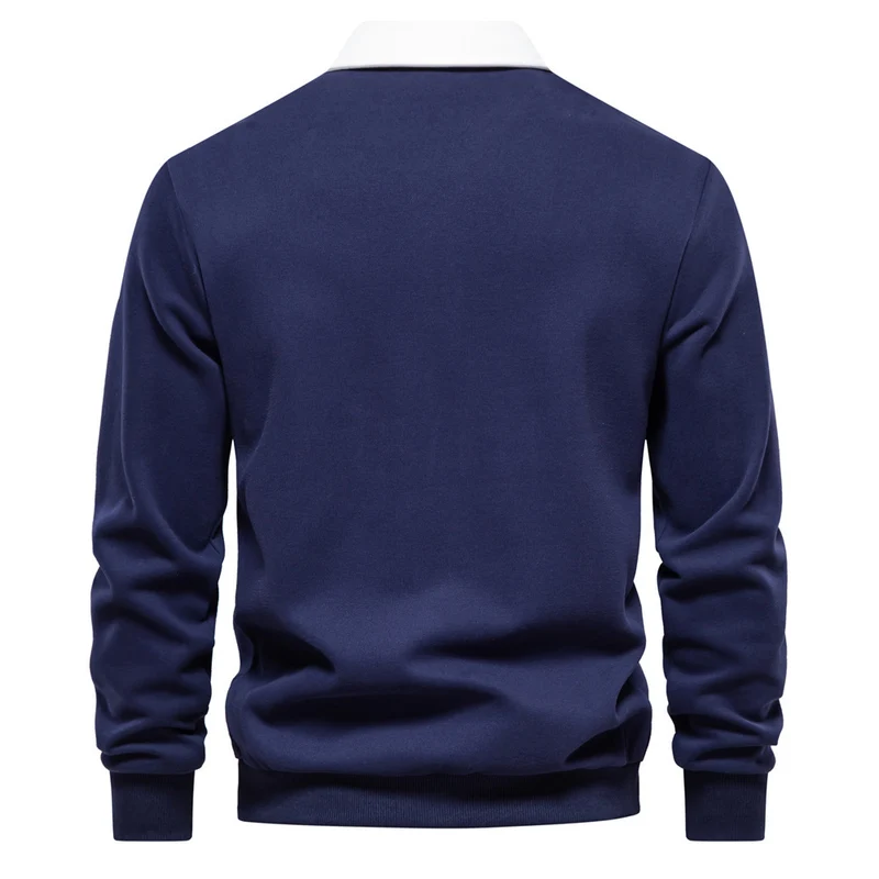Herren nan elegantes Langarm-Poloshirt mit Kontrastkragen Drune