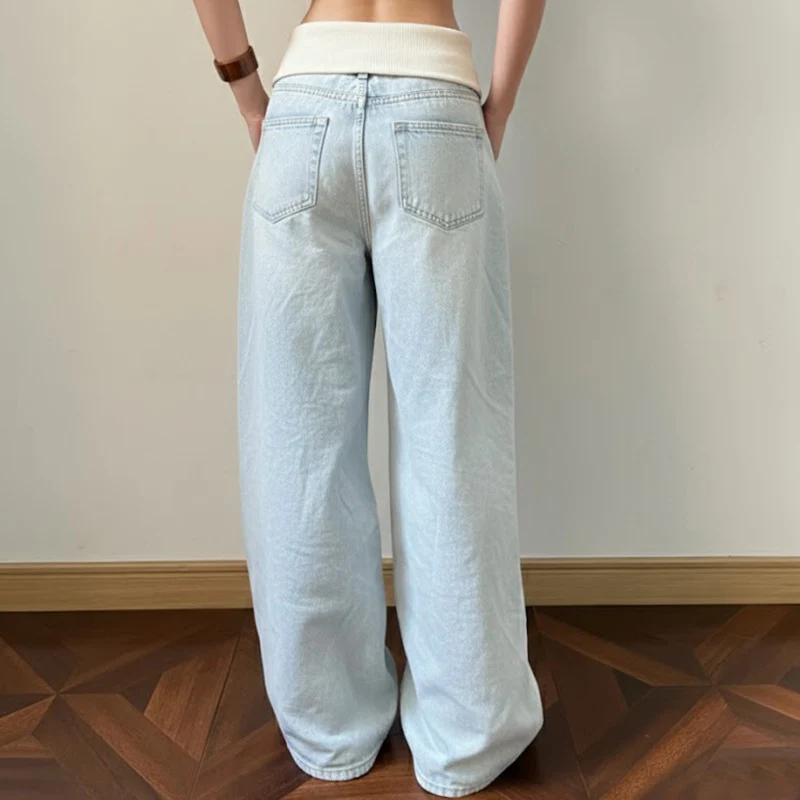 Damen Weitgeschnittene Jeans mit hohem Bund und elastischem Komfort Drune