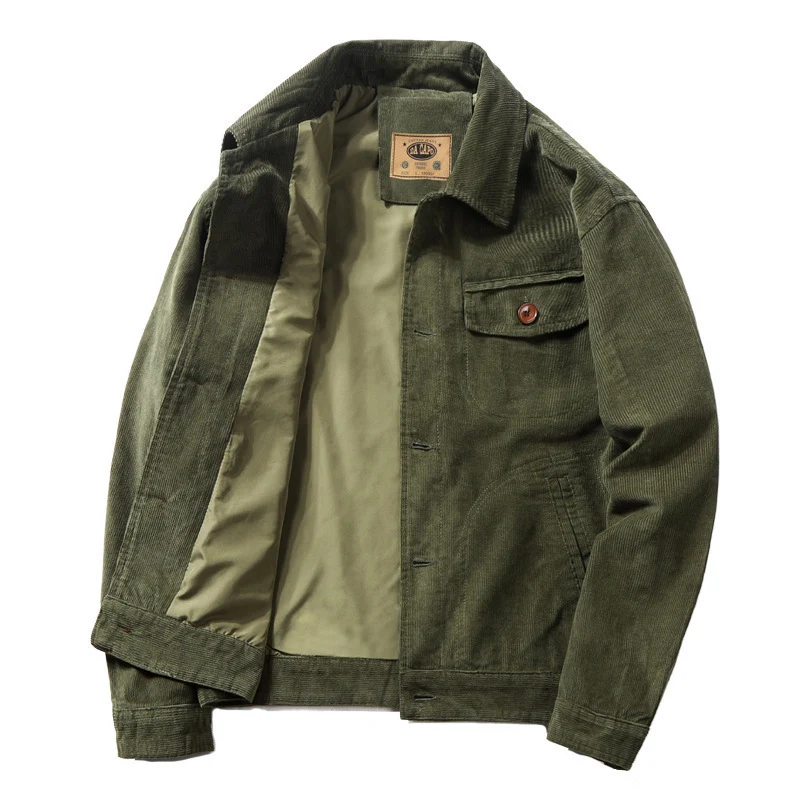 Herren Cord-Truckerjacke mit leichtem Innenfutter, Hemdkragen und aufgesetzter Brustklappe Drune
