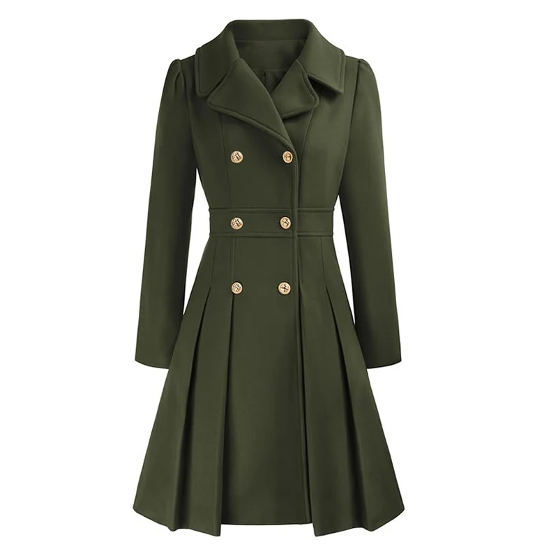 Damen Eleganter Trenchcoat mit tailliertem Schnitt und Plissee-Detail Drune