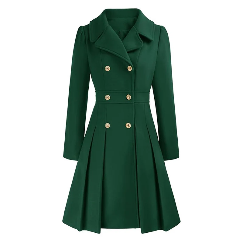 Damen Eleganter Trenchcoat mit tailliertem Schnitt und Plissee-Detail Drune