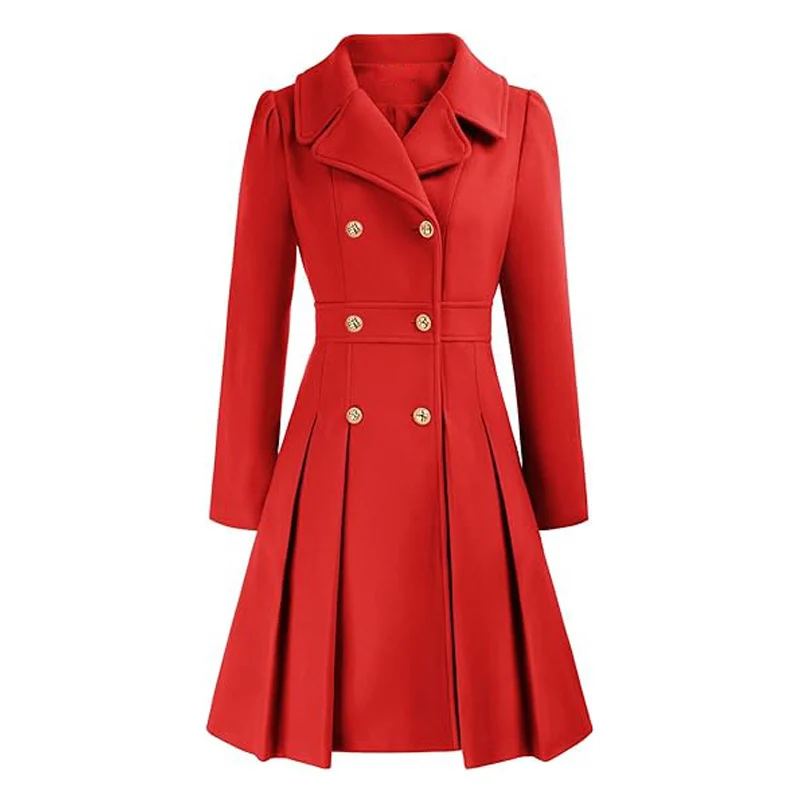 Damen Eleganter Trenchcoat mit tailliertem Schnitt und Plissee-Detail Drune