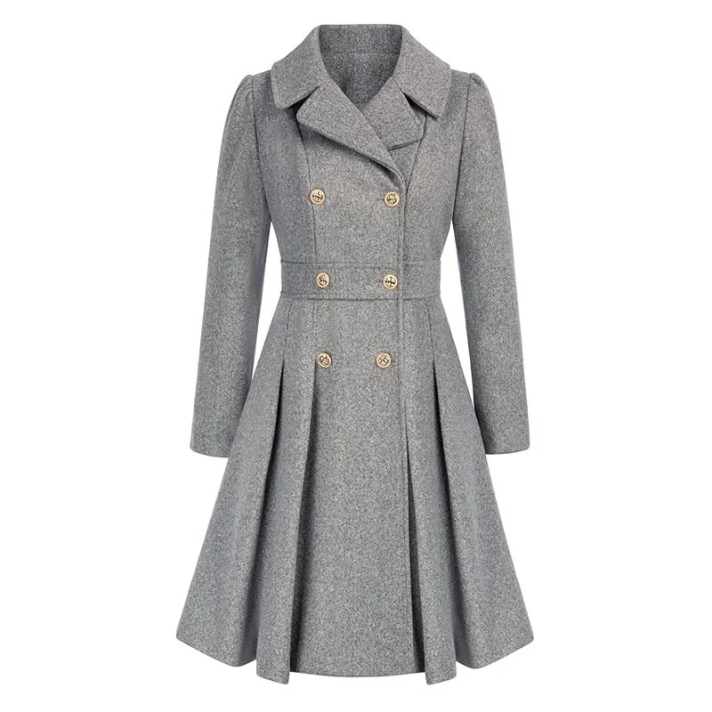 Damen Eleganter Trenchcoat mit tailliertem Schnitt und Plissee-Detail Drune