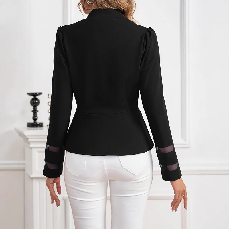 Damen Elegante Blazerjacke mit transparenten Ärmeln und tailliertem Schnitt Drune