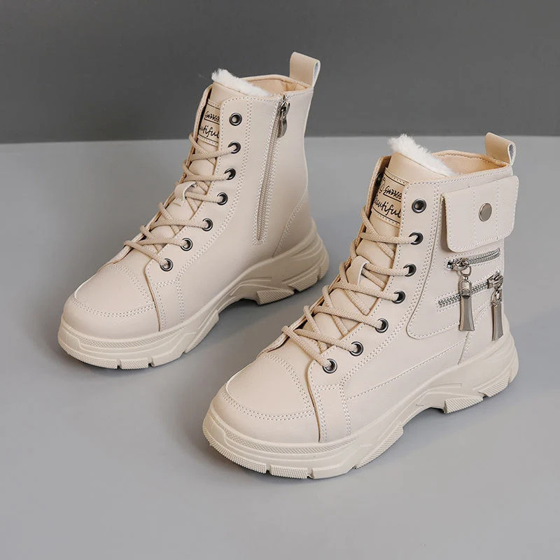 Damen High-Top Winterstiefel mit modischem Reißverschluss und dämpfender Sohle Drune