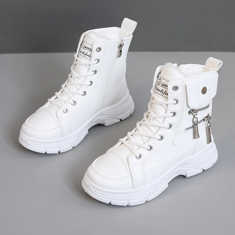 Damen High-Top Winterstiefel mit modischem Reißverschluss und dämpfender Sohle Drune
