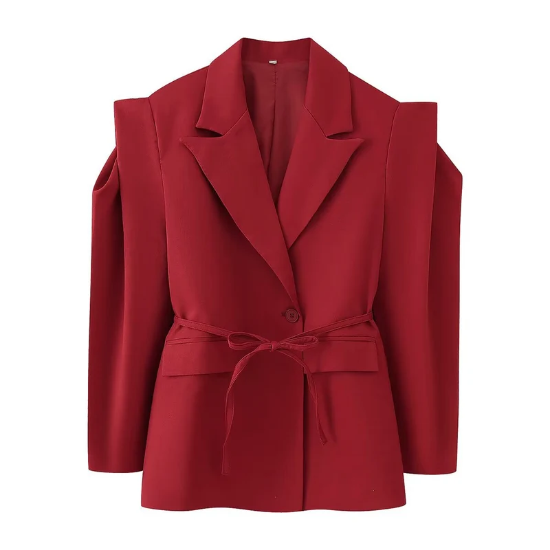 Damen eleganter Oversized-Blazer mit Gürteldetail Drune
