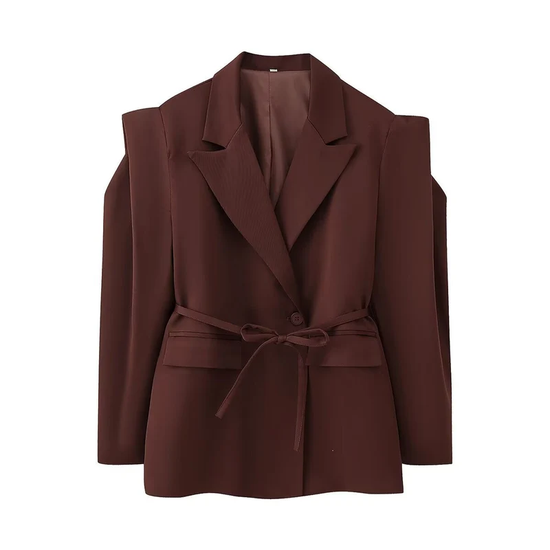Damen eleganter Oversized-Blazer mit Gürteldetail Drune
