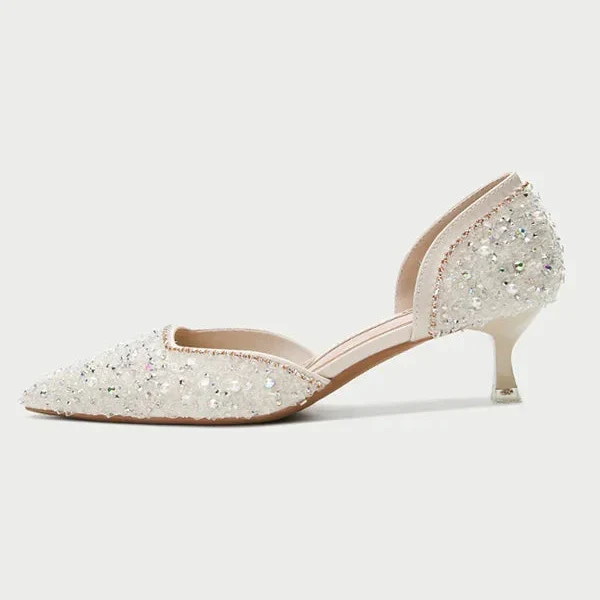 Drune | Stilvolle Schuhe mit Spitzer Zehe und Mittlerem Absatz mit Glitzeroberfläche