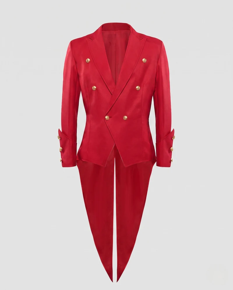 Damen eleganter Frack mit kunstvollen Knopfdetails und passendem Fliege Drune