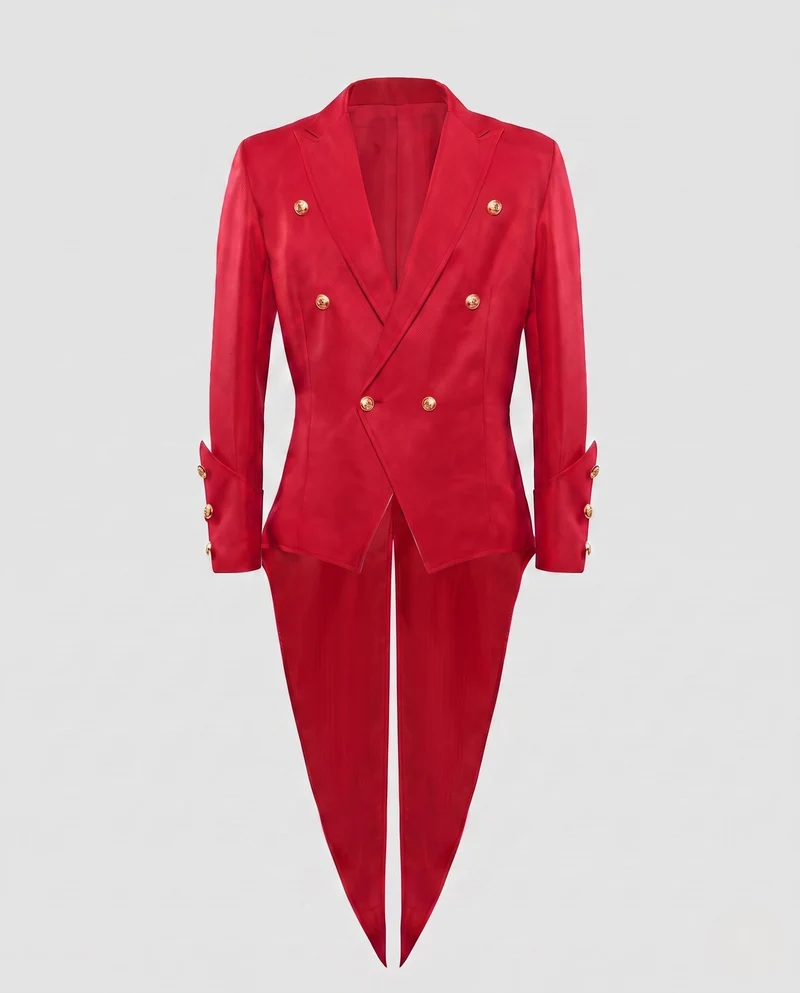 Damen eleganter Frack mit kunstvollen Knopfdetails und passendem Fliege Drune