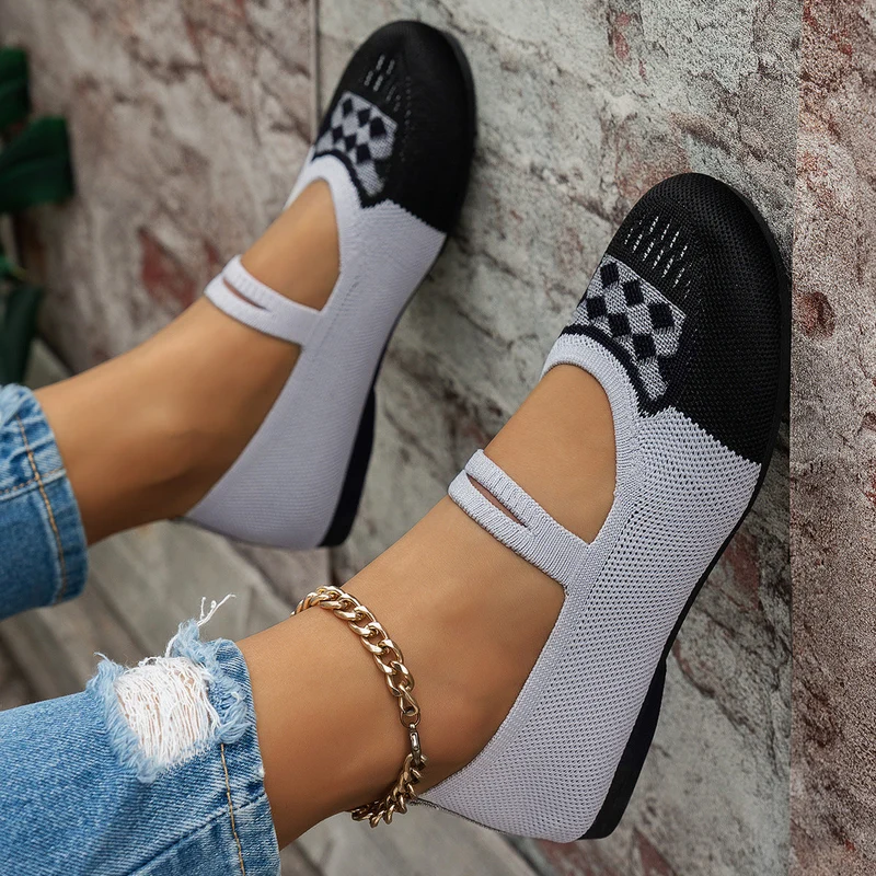 Damen atmungsaktive Strick-Ballerinas Drune