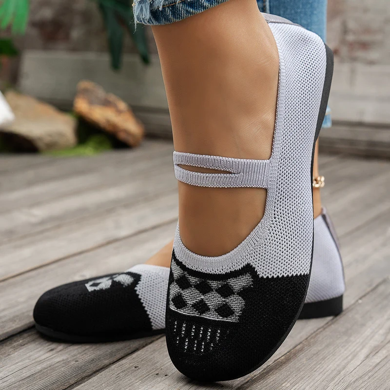 Damen atmungsaktive Strick-Ballerinas Drune