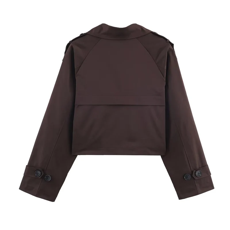 Damen modische cropped Trenchjacke im klassischen Stil mit doppelter Knopfleiste Drune