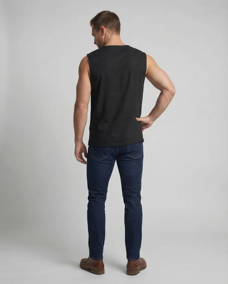 Herren Tanktop Leinen V Ausschnitt