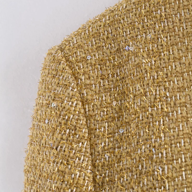 Damen Kurzgeschnittene Bouclé-Cropped-Jacke mit Rundhalsausschnitt und Ein-Knopf-Verschluss Drune